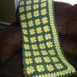 Crochet Daisy inspired granny square crochet afghan blanket